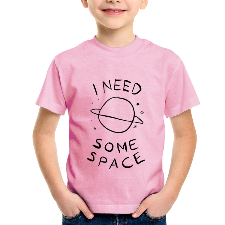 Camiseta Infantil I Need Some Space - Rosa Bebê