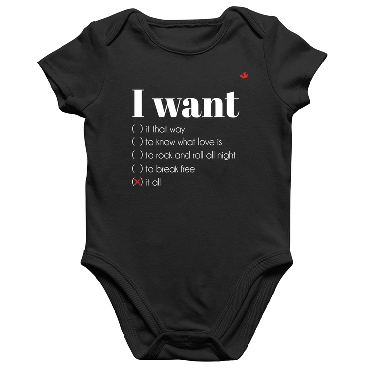 Body Bebê Algodão I want...