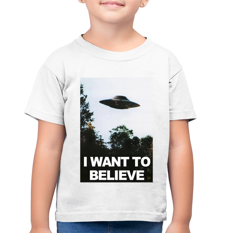 Camiseta Algodão Infantil I Want To Believe - Branca
