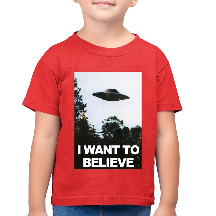 Camiseta Algodão Infantil I Want To Believe - Vermelha