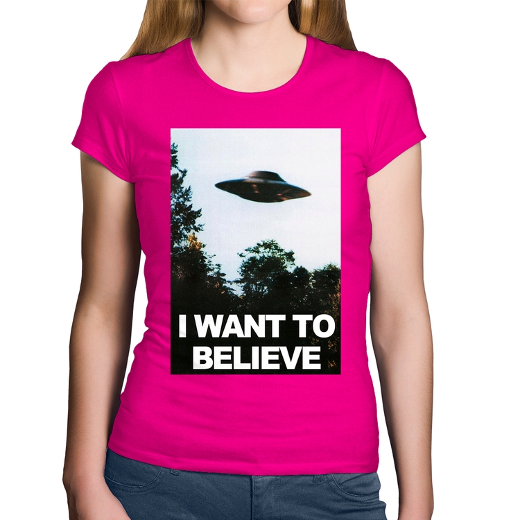 Baby Look Algodão I Want To Believe - Rosa