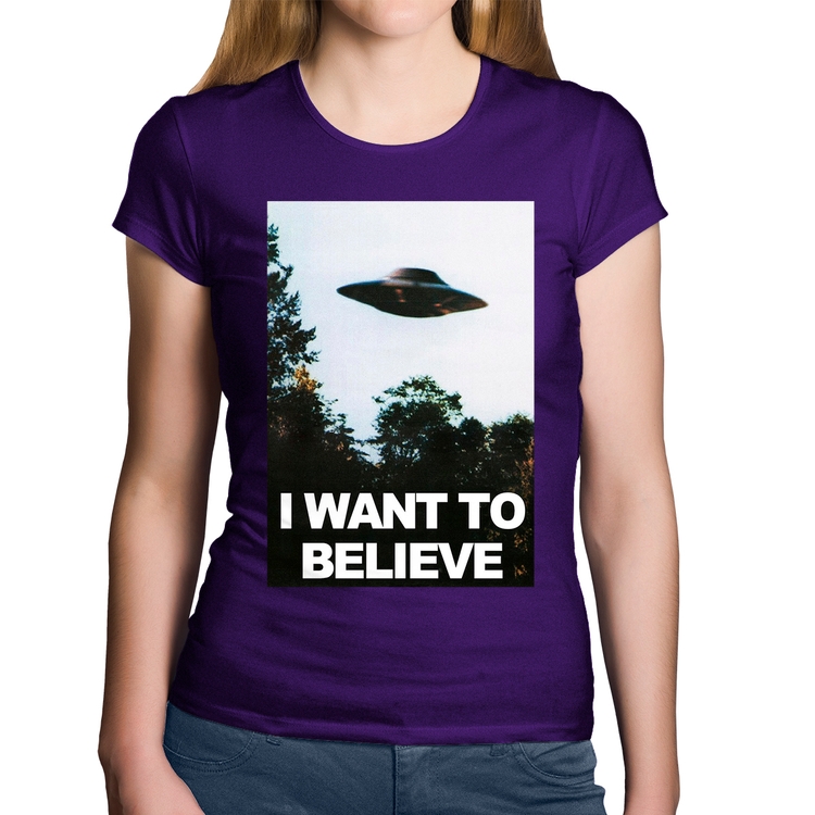 Baby Look Algodão I Want To Believe - Roxa