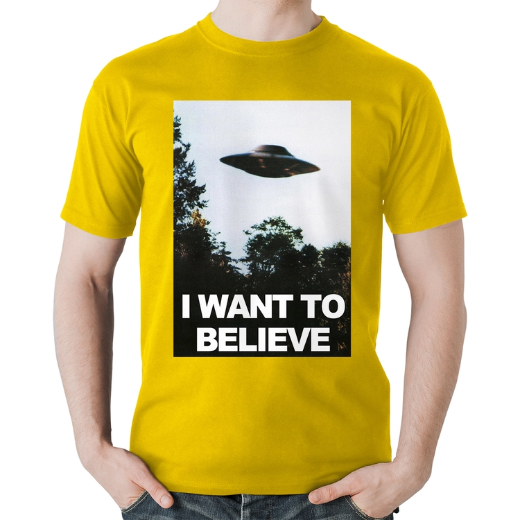 Camiseta Algodão I Want To Believe - Amarela