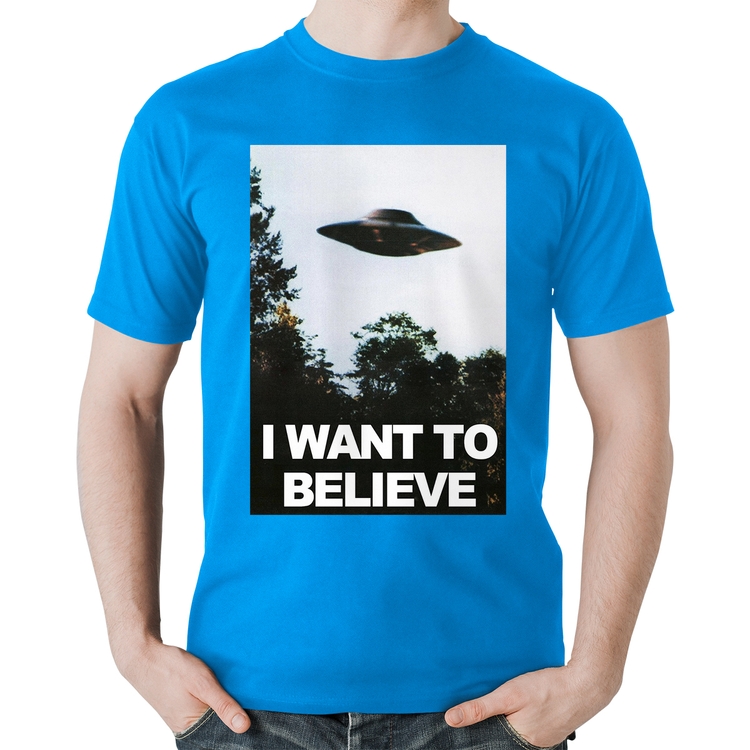 Camiseta Algodão I Want To Believe - Azul