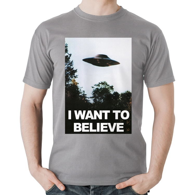 Camiseta Algodão I Want To Believe - Cinza