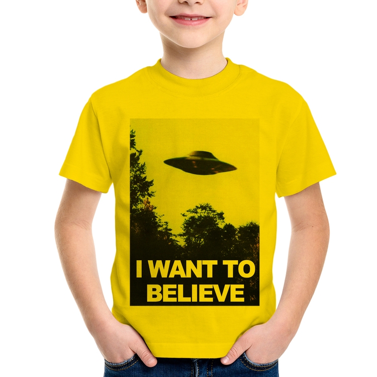 Camiseta Infantil I Want To Believe - Amarela