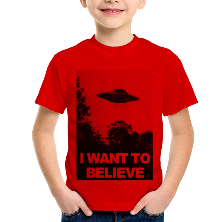 Camiseta Infantil I Want To Believe - Vermelha