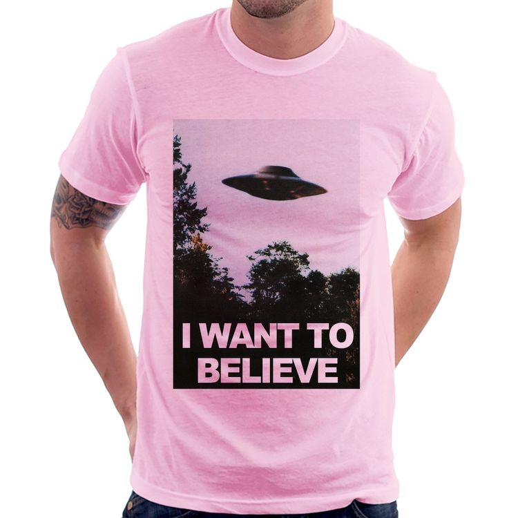 Camiseta I Want To Believe - Rosa Bebê