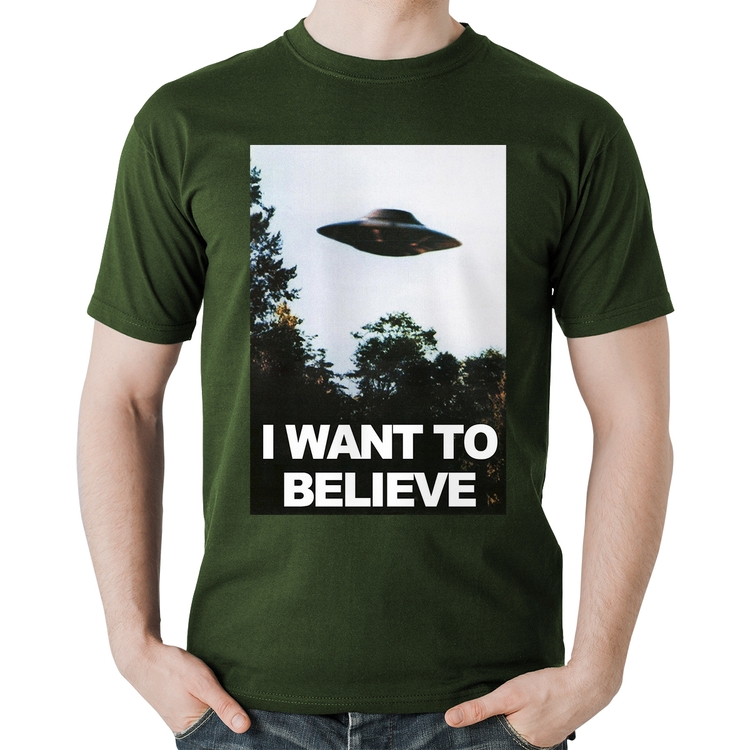 Camiseta Algodão I Want To Believe - Musgo