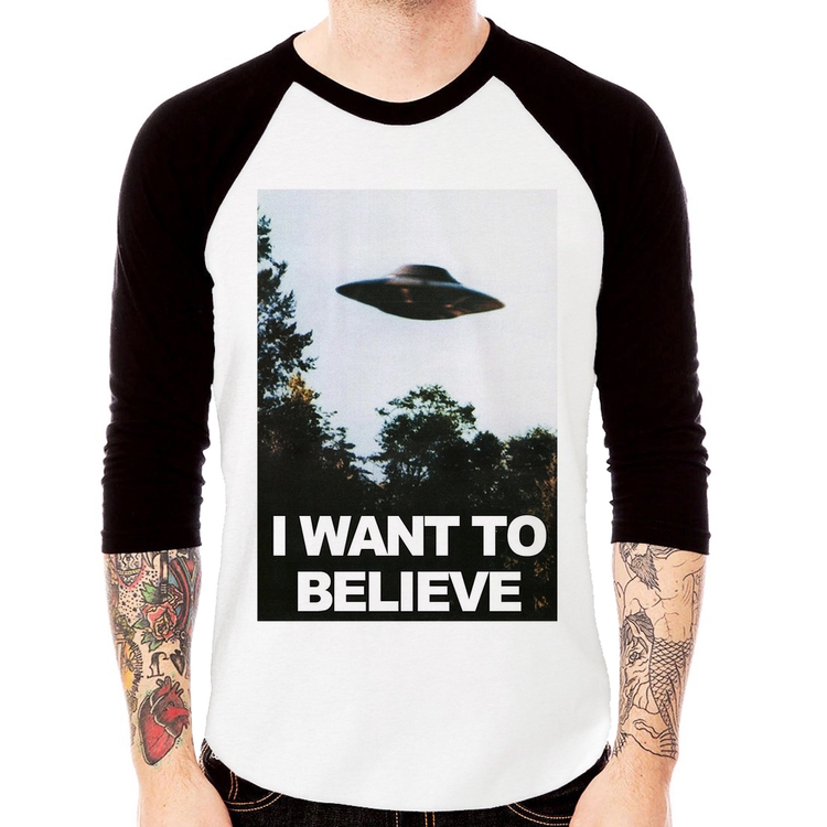 Camiseta Raglan I Want To Believe Manga 3/4