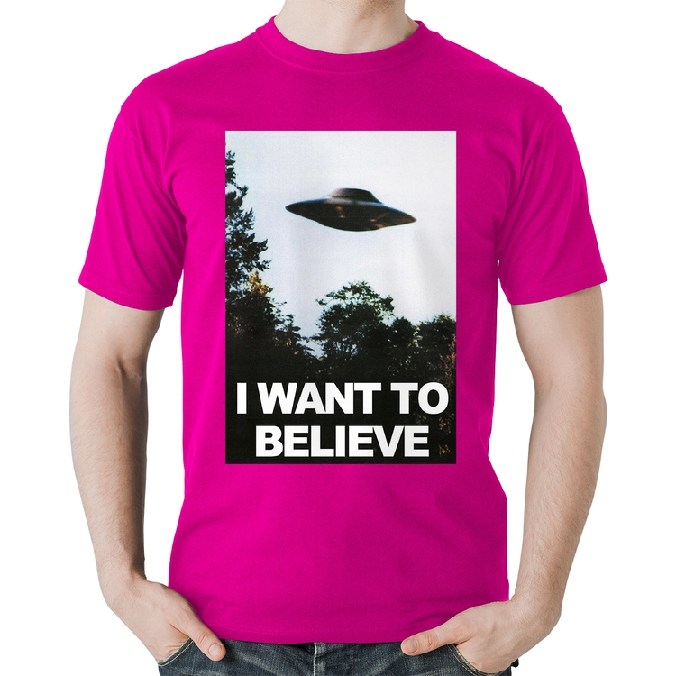 Camiseta Algodão I Want To Believe - Rosa