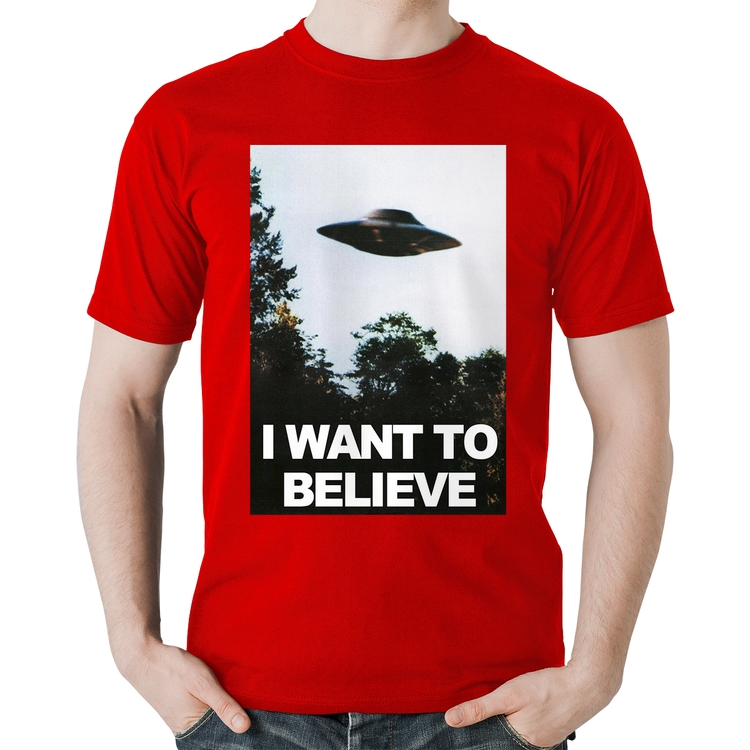Camiseta Algodão I Want To Believe - Vermelha