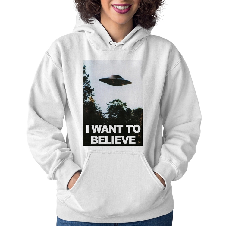 Moletom Feminino I Want To Believe - Branco