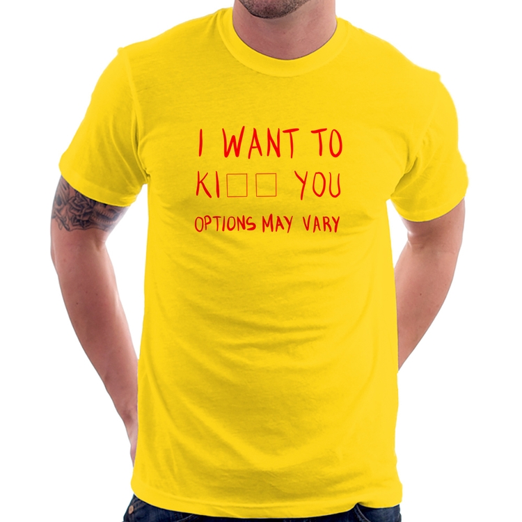 Camiseta I want to kiss you - Amarela