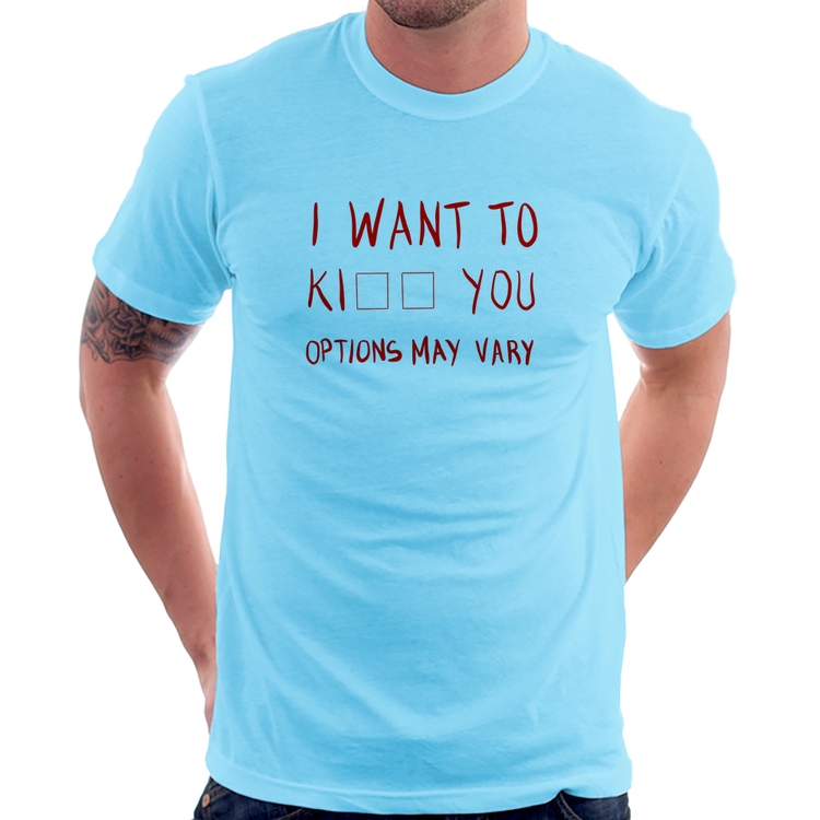 Camiseta I want to kiss you - Azul Bebê