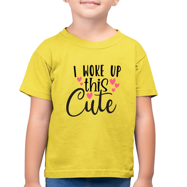 Camiseta Algodão Infantil I woke up this cute - Amarelo Canário