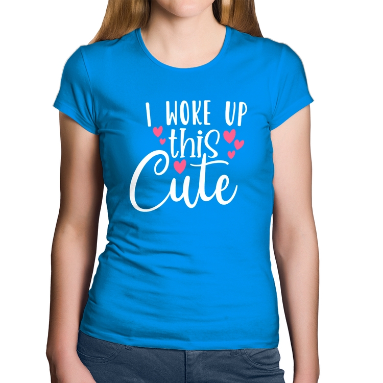 Baby Look Algodão I woke up this cute - Azul