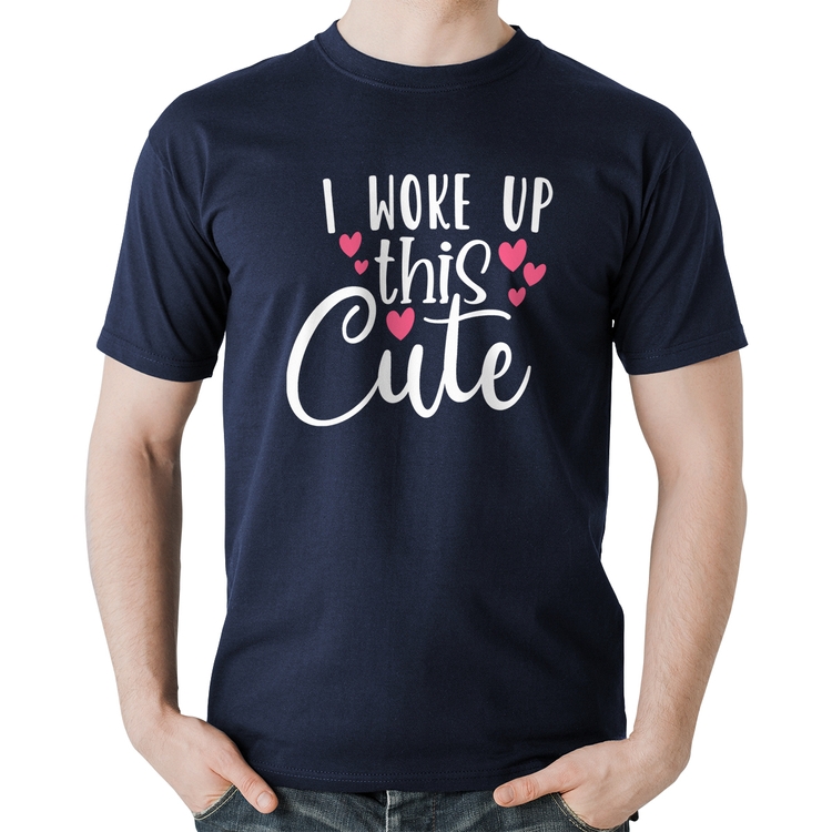 Camiseta Algodão I woke up this cute - Marinho