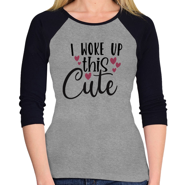 Baby Look Raglan I woke up this cute Manga 3/4 - Cinza/Preto