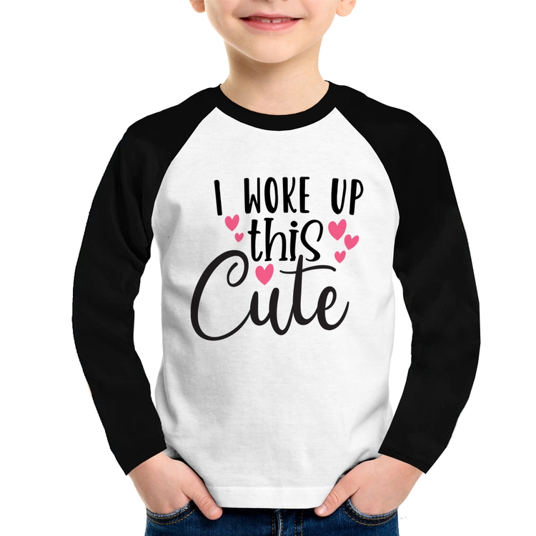 Camiseta Raglan Infantil I woke up this cute Manga Longa