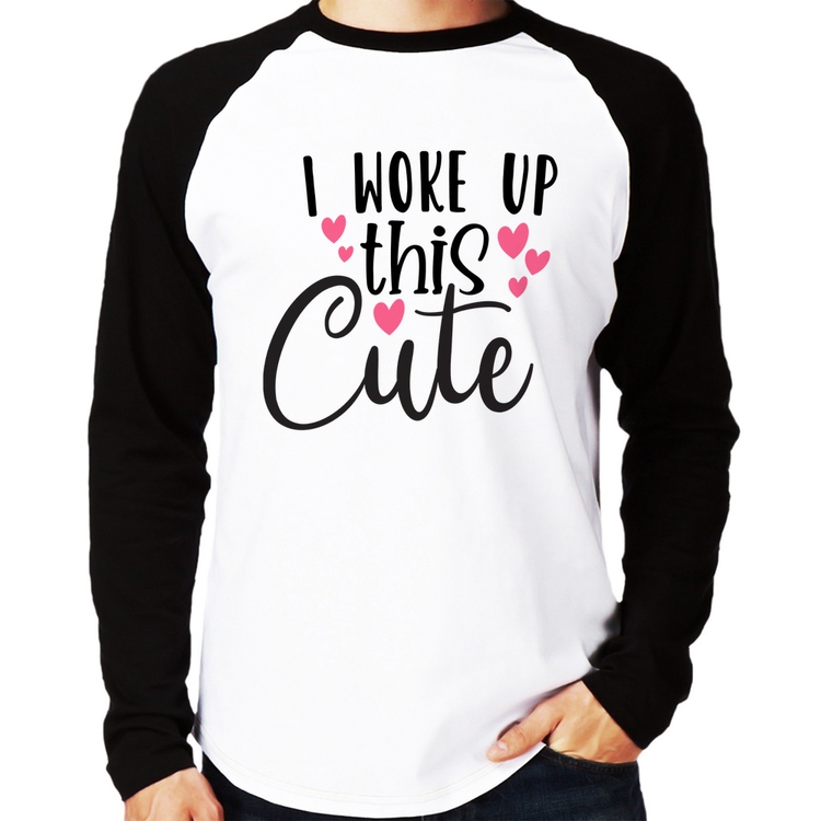 Camiseta Raglan I woke up this cute Manga Longa