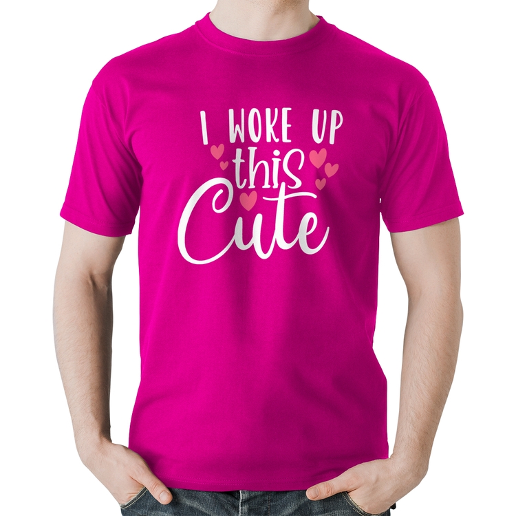 Camiseta Algodão I woke up this cute - Rosa