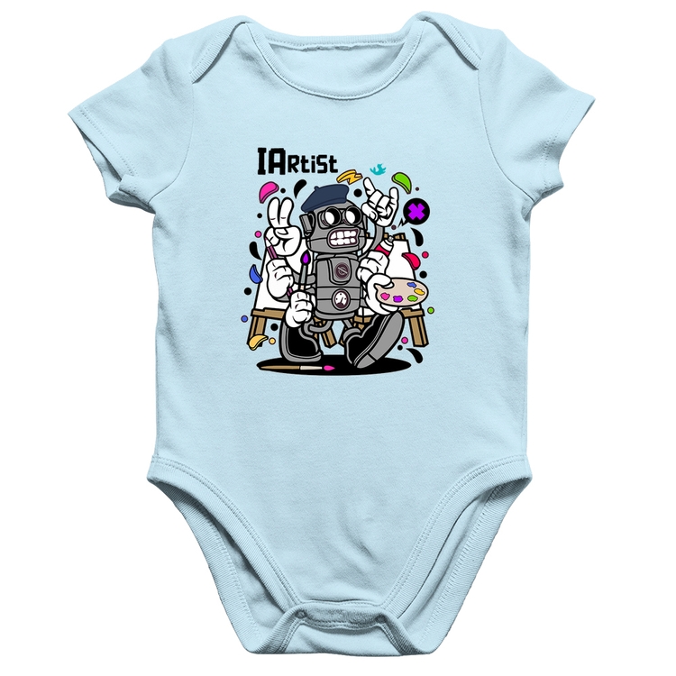 Body Bebê Algodão IArtist - Azul Bebê