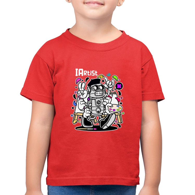 Camiseta Algodão Infantil IArtist - Vermelha