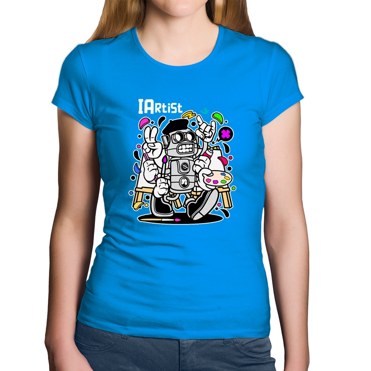 Baby Look Algodão IArtist - Azul