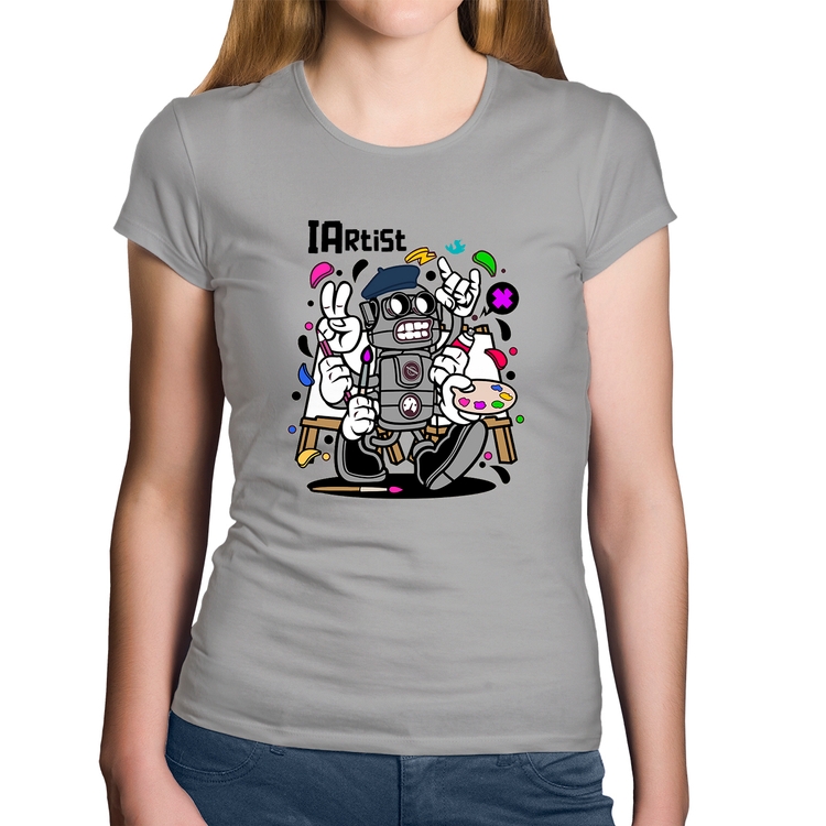 Baby Look Algodão IArtist - Cinza