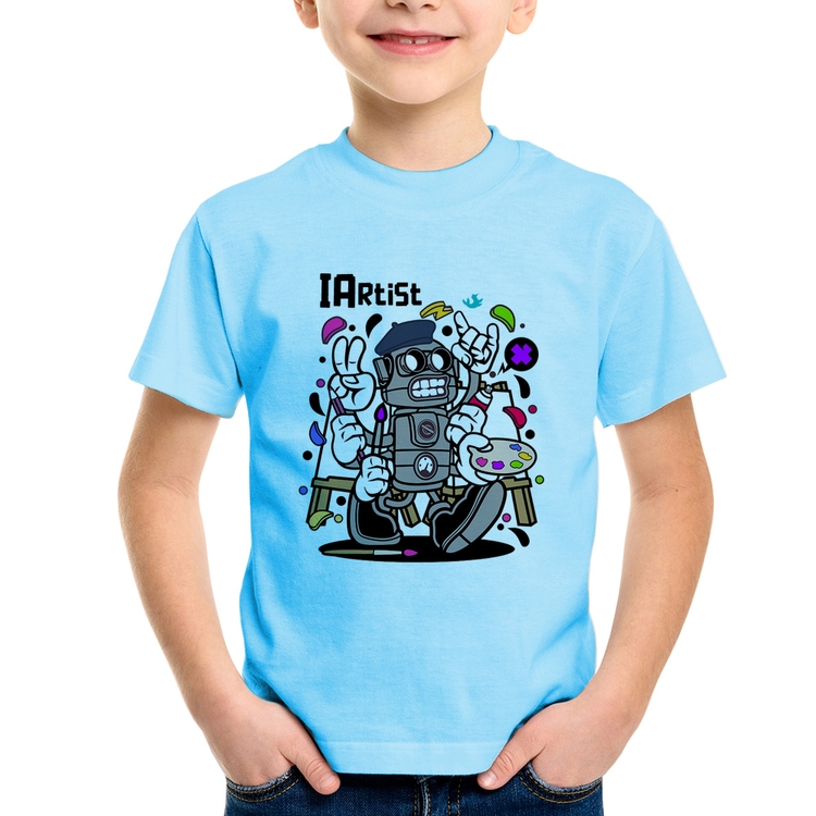 Camiseta Infantil IArtist - Azul Bebê