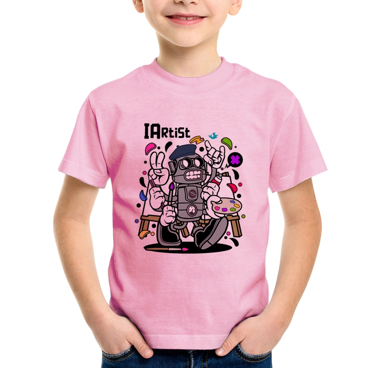 Camiseta Infantil IArtist - Rosa Bebê