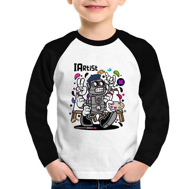 Camiseta Raglan Infantil IArtist Manga Longa