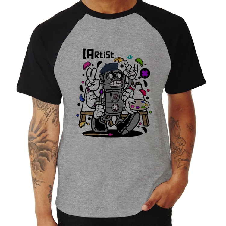 Camiseta Raglan IArtist - Cinza/Preto
