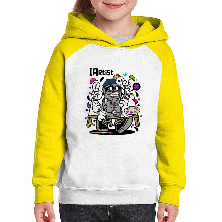 Moletom Infantil IArtist - Branco/Amarelo
