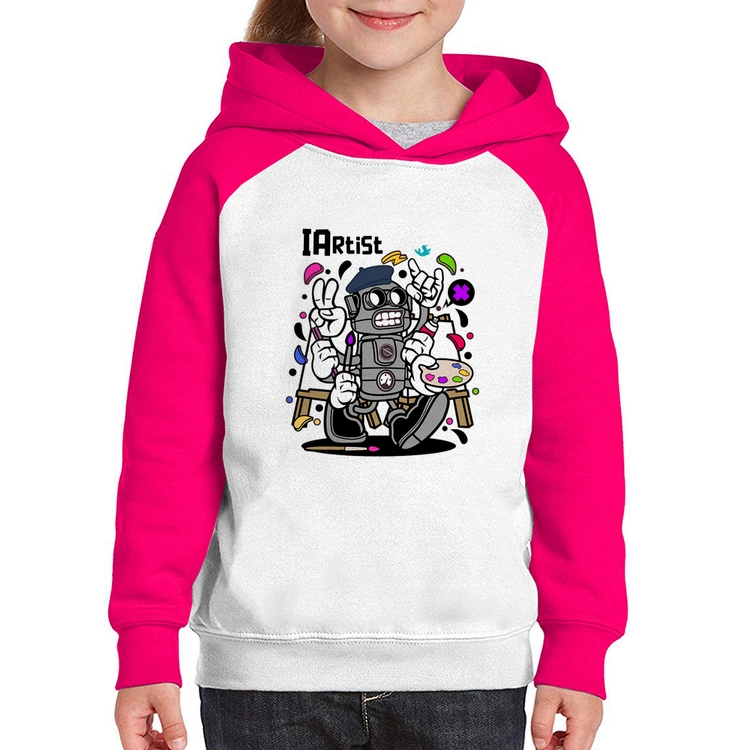 Moletom Infantil IArtist - Branco/Rosa