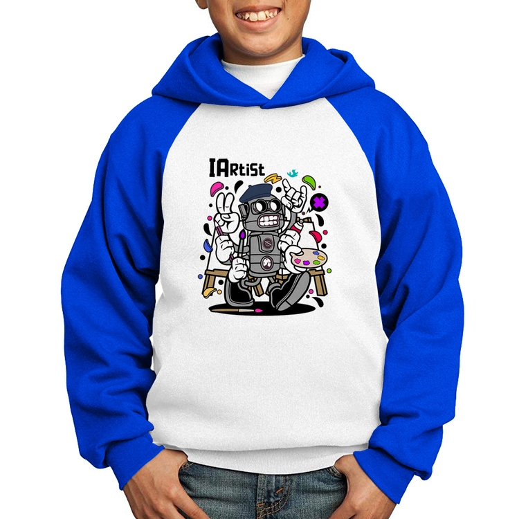 Moletom Infantil IArtist - Branco/Azul