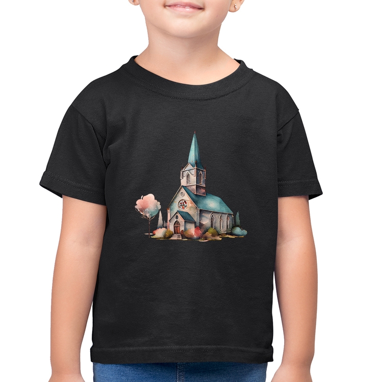Camiseta Algodão Infantil Igreja Arte