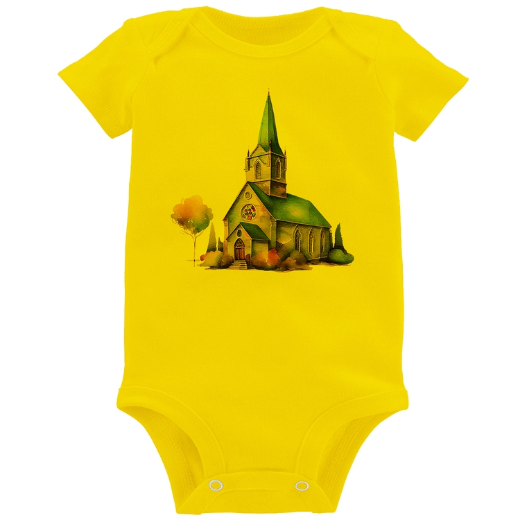 Body Bebê Igreja Arte - Amarelo