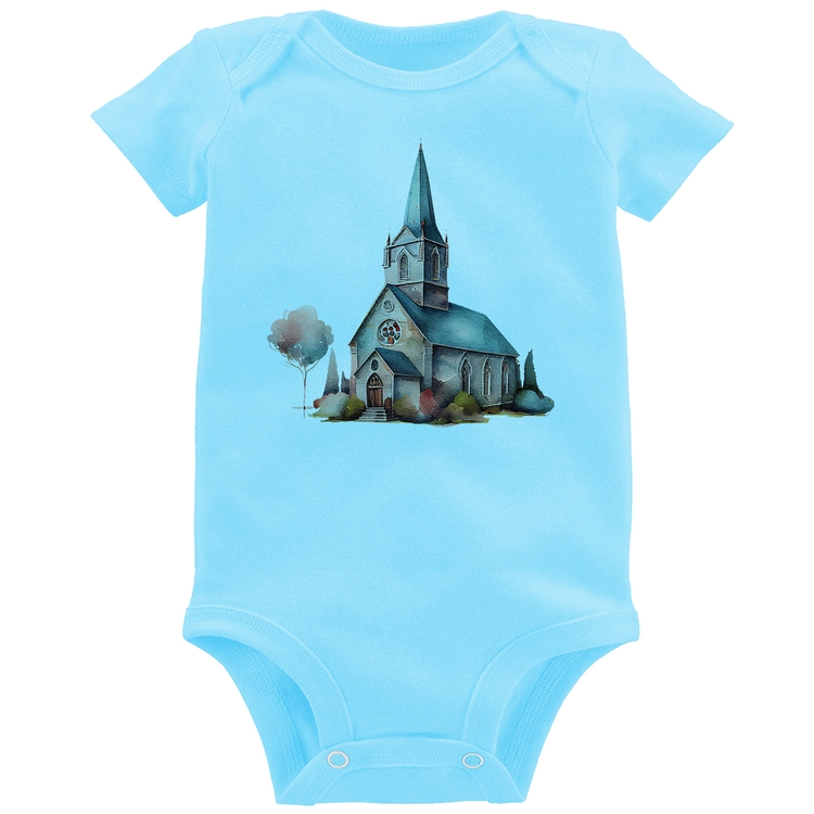 Body Bebê Igreja Arte - Azul Bebê