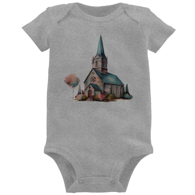 Body Bebê Igreja Arte - Cinza