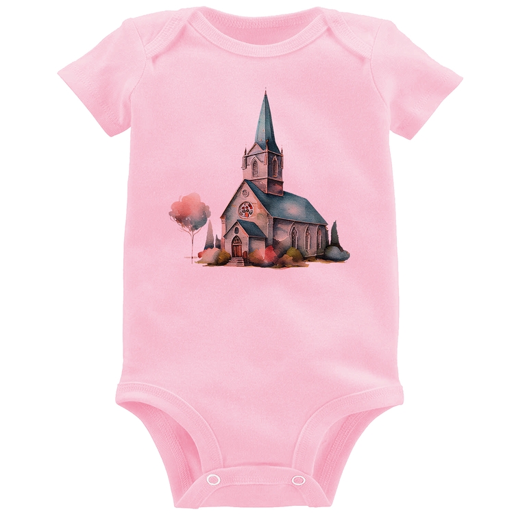 Body Bebê Igreja Arte - Rosa Bebê