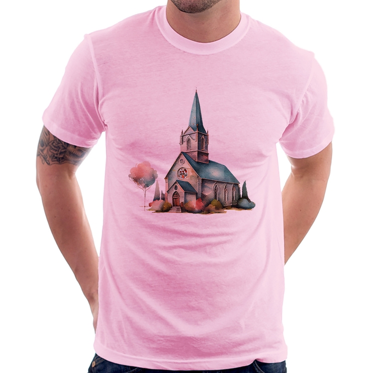 Camiseta Igreja Arte - Rosa Bebê