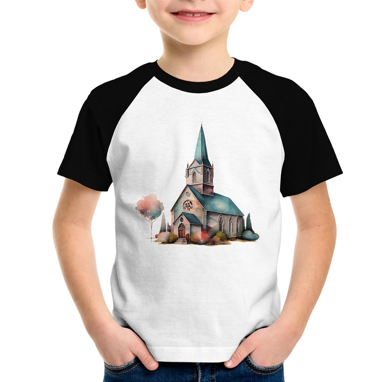 Camiseta Raglan Infantil Igreja Arte