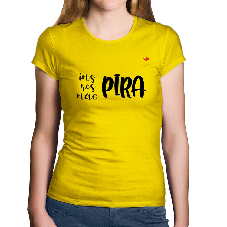 Baby Look Algodão Inspira, respira, não pira - Amarela