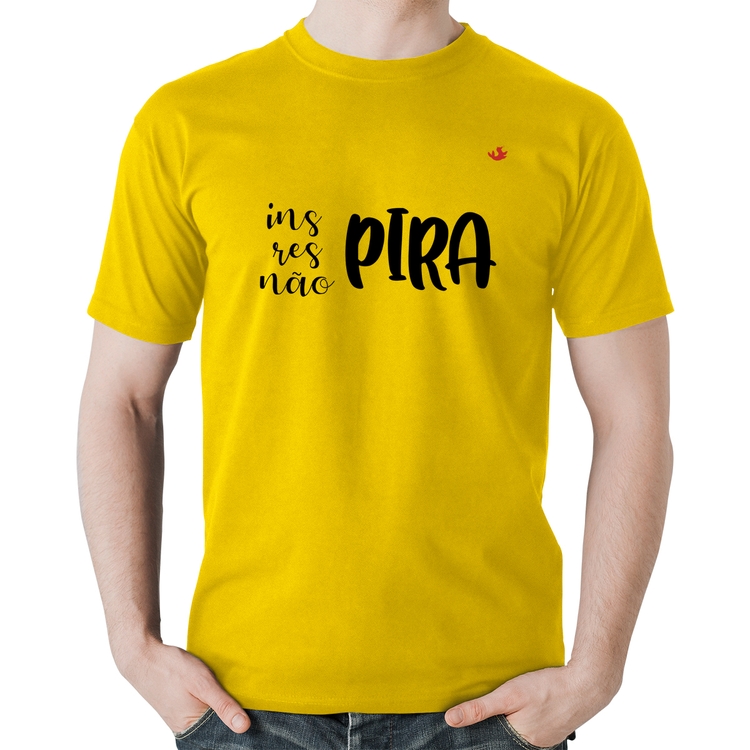 Camiseta Algodão Inspira, respira, não pira - Amarela