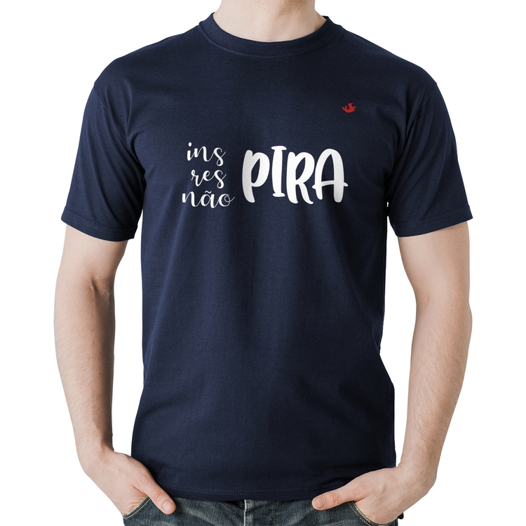 Camiseta Algodão Inspira, respira, não pira - Marinho
