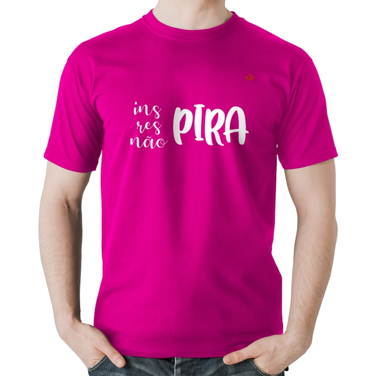 Camiseta Algodão Inspira, respira, não pira - Rosa