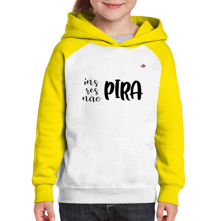 Moletom Infantil Inspira, respira, não pira - Branco/Amarelo