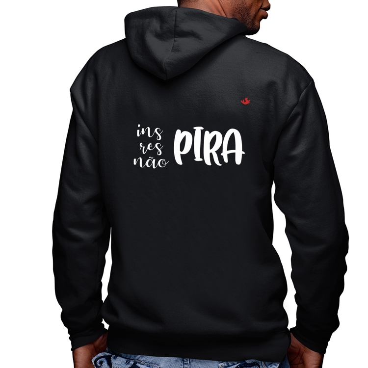 Blusa Moletom Inspira, respira, não pira Masculina com Capuz e Zíper